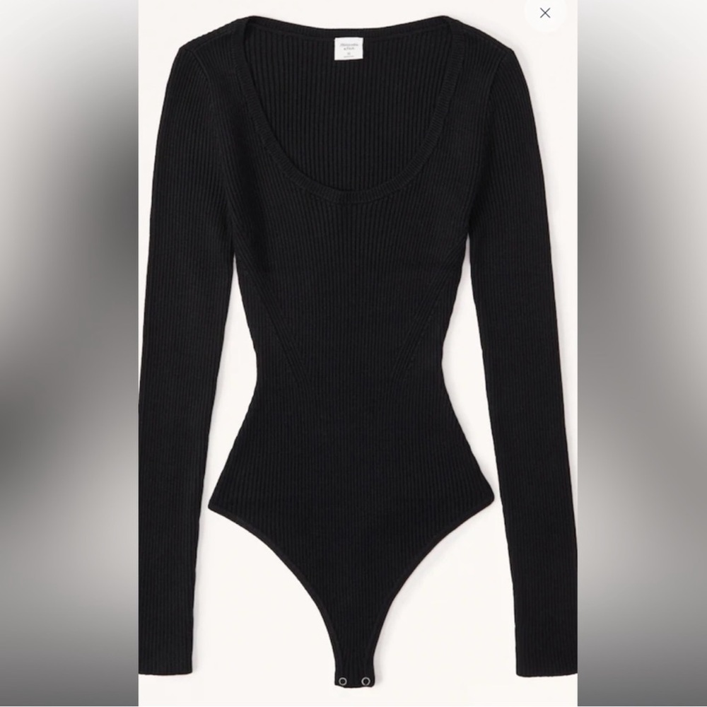 Abercrombie & Fitch Ribbed Black Scoop-neck Bodysuit Women’s medium